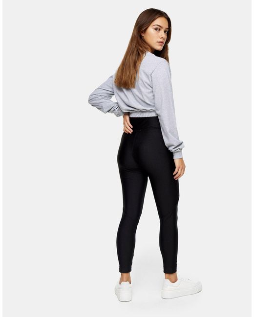 TOPSHOP Petite Hi-shine leggings, Plain Pattern in Black - Lyst
