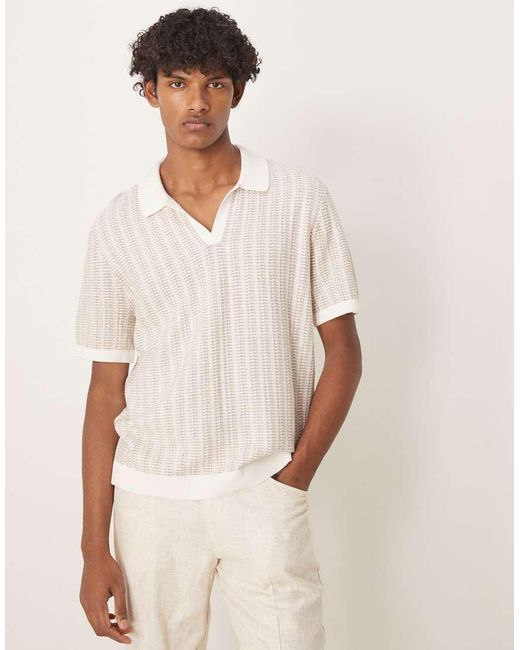 Abercrombie & Fitch Natural Short Sleeve Crochet Shirt for men
