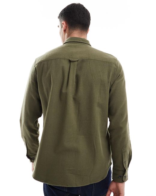 Threadbare – angeraute flanell-hemdjacke in Green für Herren