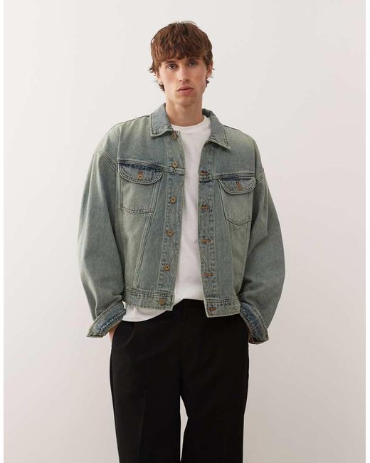 Deus Ex Machina Gray Sasafras Denim Trucker Jacket for men