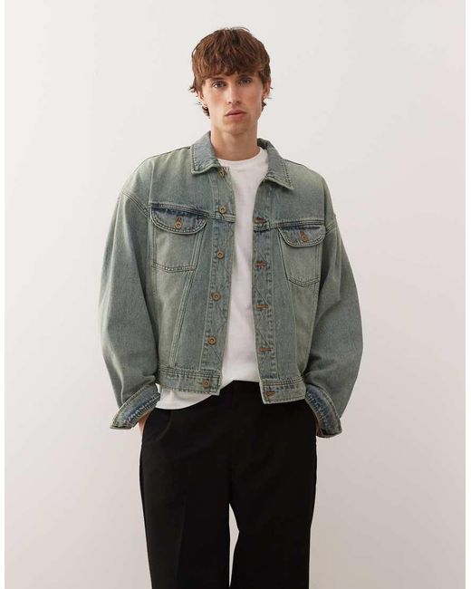 Chaqueta Vaquera De Estilo Camionero Con Y Parche Bordado En La Espalda Sasafras De -Azul Deus Ex Machina de hombre de color Gray