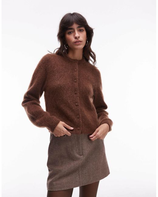 & Other Stories Brown Supersoft Mohair And Wool Blend Cardigan