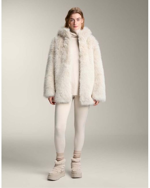 Oysho Natural Faux Fur Hooded Jacket