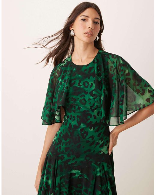 EVER NEW Green Open Back Ruffle Maxi Dress