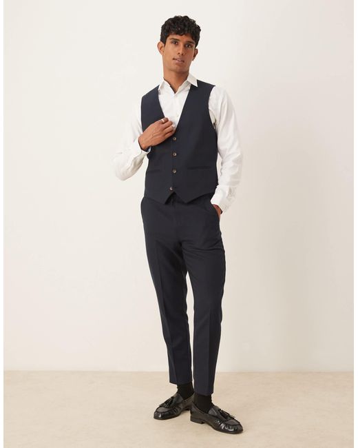 ASOS – schmal geschnittene anzugweste in Blue für Herren