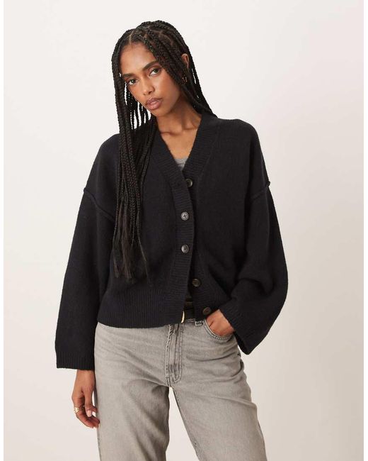 Free People Black Cool Of The Night Cardi