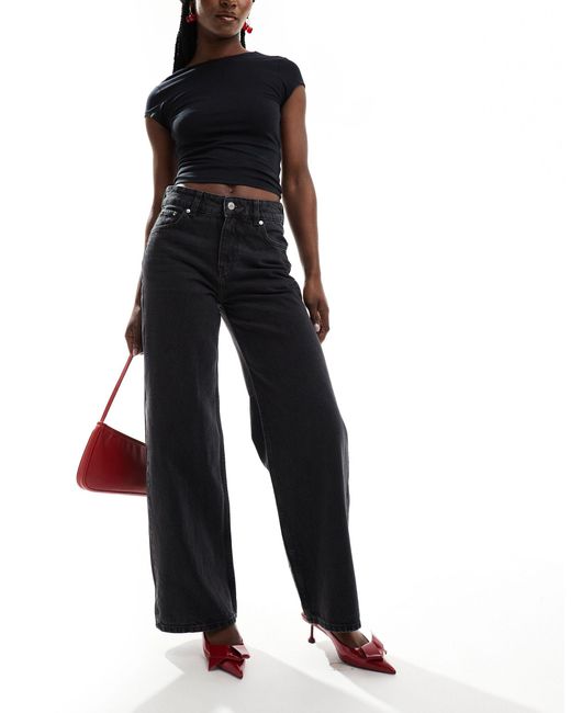 & Other Stories Black Gio Mid Waist Relaxed Wide Leg Jeans