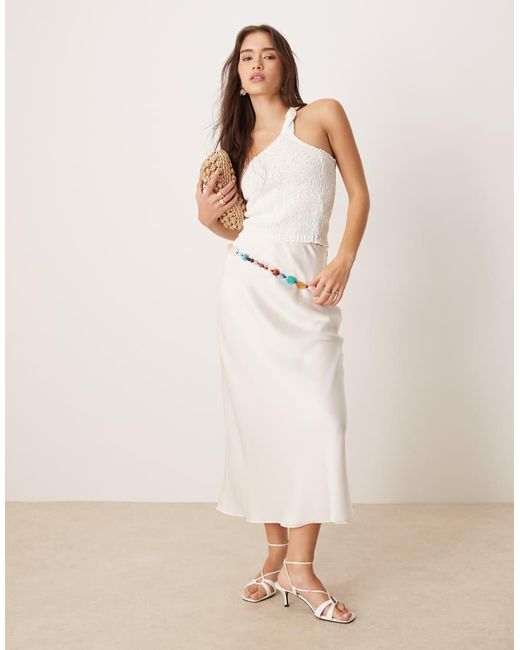 ASOS White Knitted Slub Twist Detail One Shoulder Top