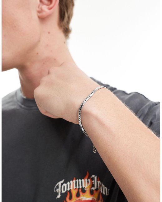 ASOS Metallic Waterproof Stainless Steel Flat Chain Bracelet for men