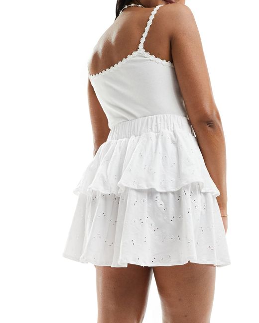 ASOS White Broderie Rara Mini Skirt