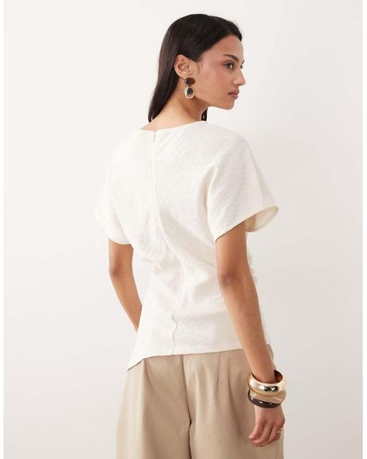 Gina Tricot Asymmetrische Top Met Korte Mouwen in het White