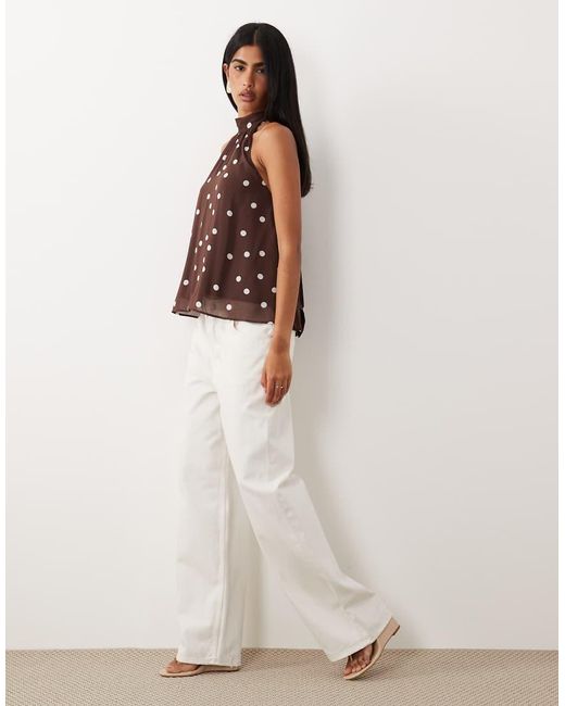Gina Tricot Brown Sleeveless Halterneck Top