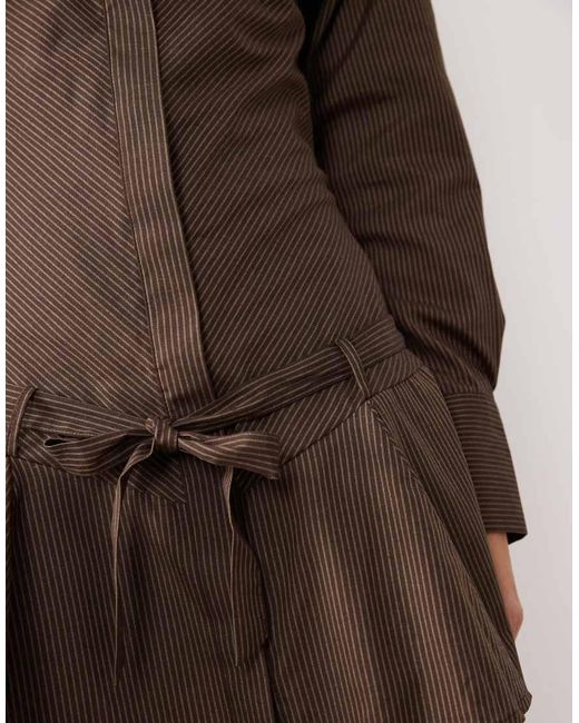 ASOS Natural Tie Shirt Mini Dress With Godet Skirt