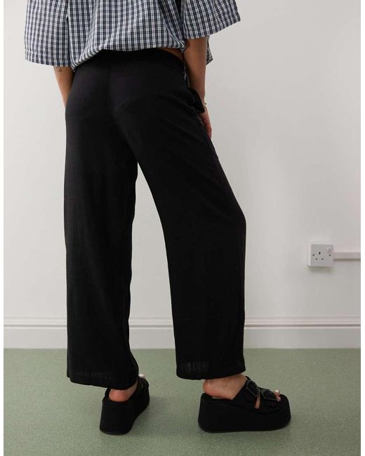 Pantalones Negros Sueltos De Mezcla De Lino De Noisy May de color Black