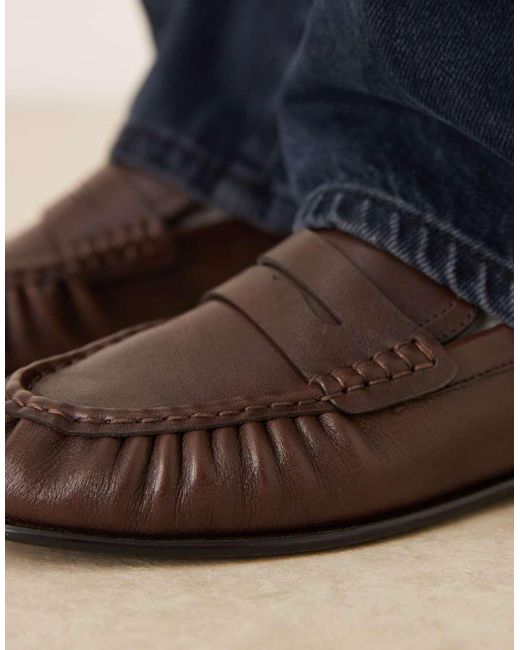 Mango Blue 100% Leather Loafers