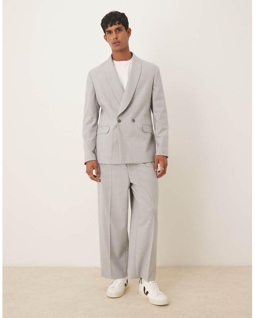 ASOS Gray Double Breasted Shawl Regular Suit Jacket for men
