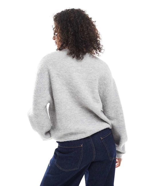 Gina Tricot Gray Crew Neck Knit Wool Alpaca Cardigan