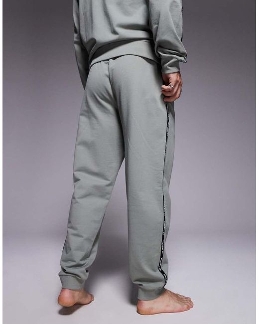 EA7 Gray Armani Cuffed joggers Co-ord With Logo Tape Detail for men
