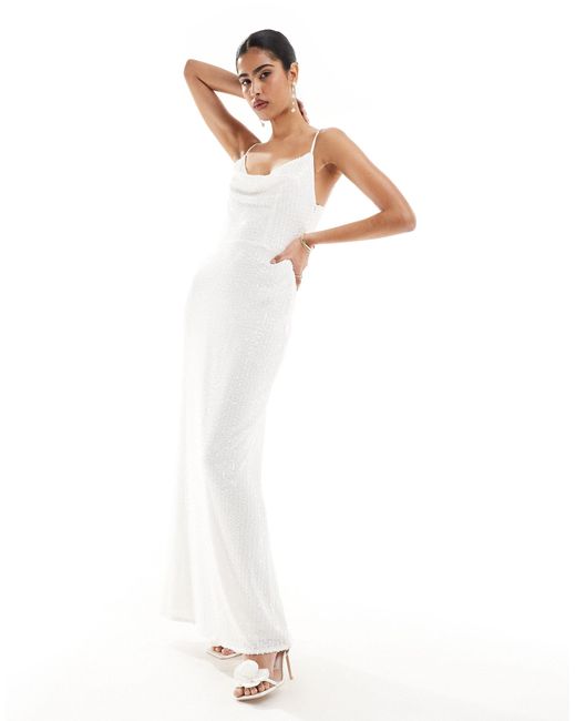 Pretty Lavish White Hen Keisha Embellished Maxi Dress