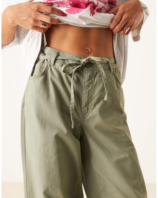 Jdy Natural Tie Detail Wide Leg Trousers
