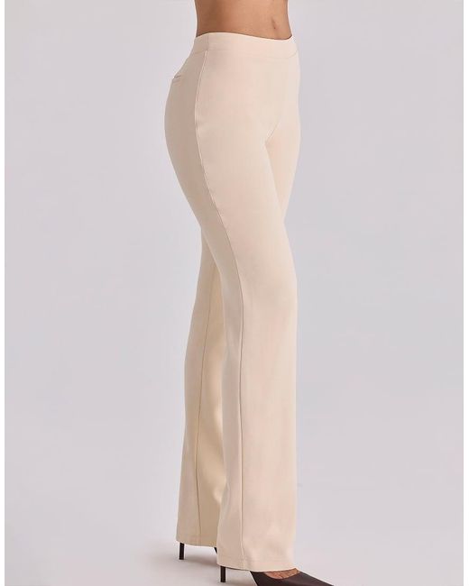 House Of Cb Natural Chiara Vintage Ivory Crepe Straight Leg Trousers