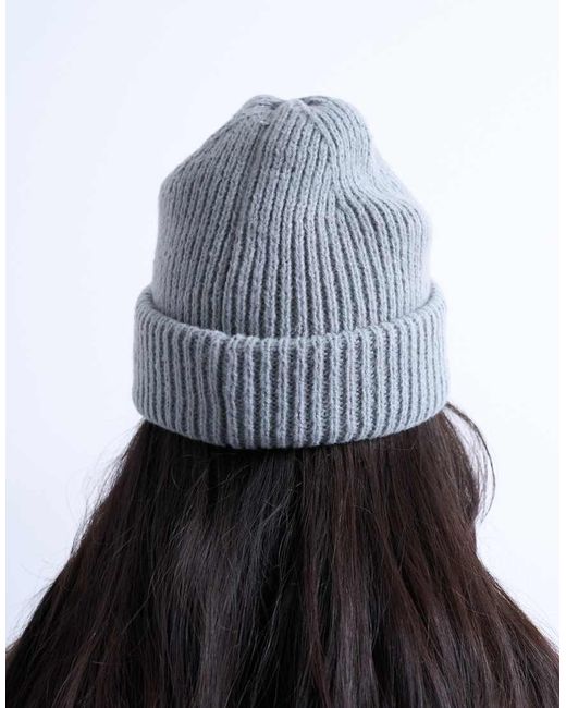 TOPSHOP White Henry Ribbed Beanie