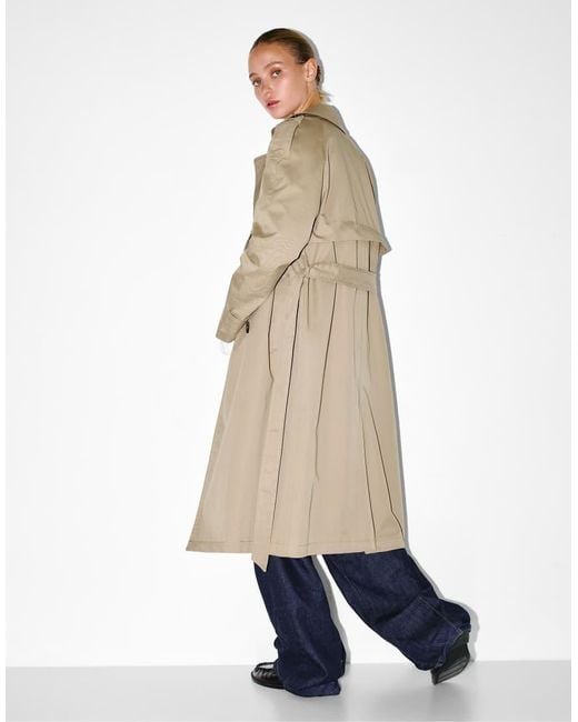 Pull&Bear Blue Belted Trench Coat