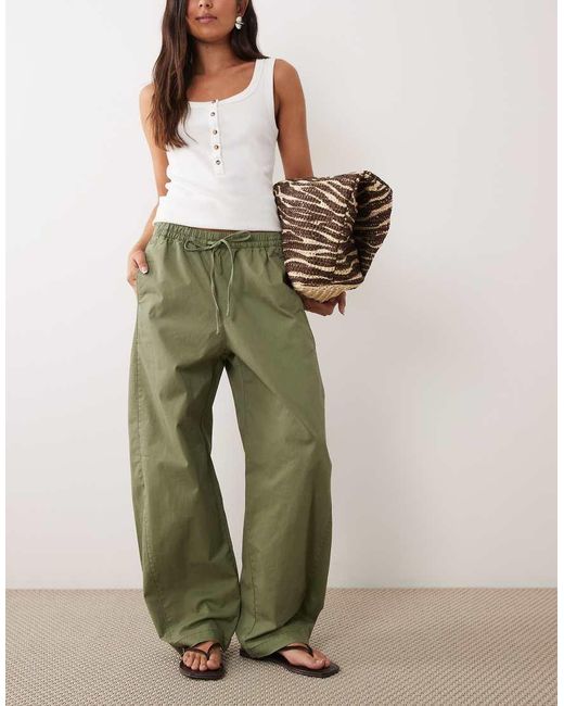 Abercrombie & Fitch Green Twill Barrell Fit Trousers