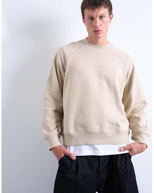Topman Natural Boxy Fit Raglan Sweatshirt for men
