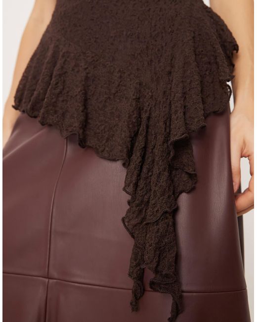 Gina Tricot Brown – asymmetrisches oberteil aus spitze