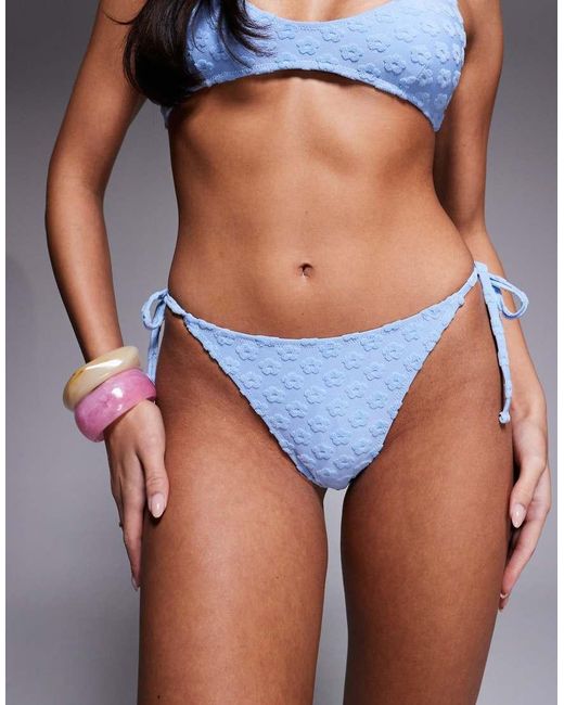 The Frolic Gray Exclusive Flower Towelling Tie Side Bikini Bottom Co-Ord