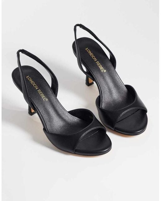 London Rebel Black Nora Peep Toe High Heeled Sandals
