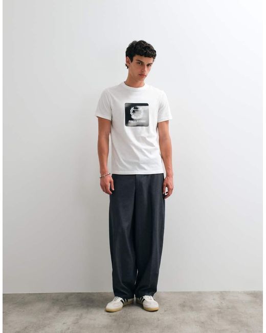 Fred Perry Gray Laurel Wreath Digital Logo T-Shirt for men