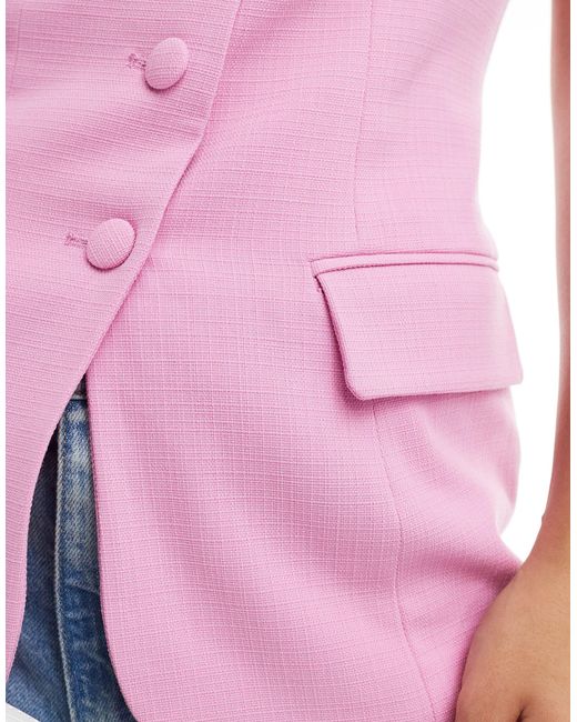 Pimkie Pink Tailored Bandeau Button Through Top Co-ord