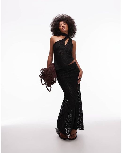 Falda Negra De Corte Sirena Con Abertura Lateral De Tejido Texturizado De (Parte De Un Conjunto) ASOS de color White