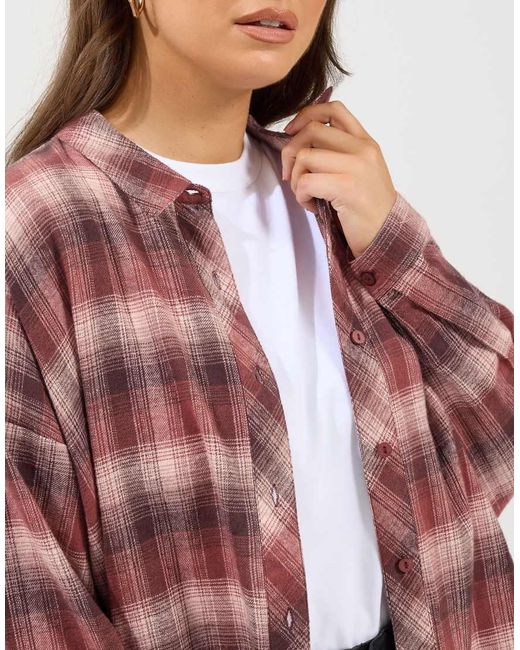 Yours Clothing Red Oversized Check Shirt