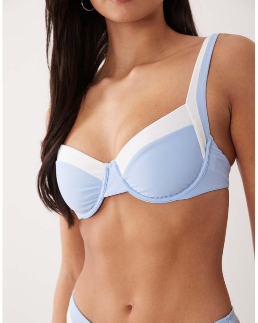 Abercrombie & Fitch Blue Contrast Detail Underwire Bikini Top Co-ord