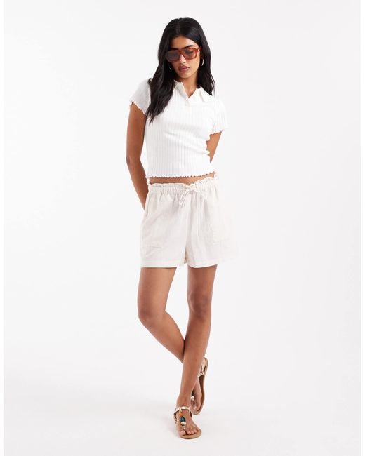 Miss Selfridge White – polo-top