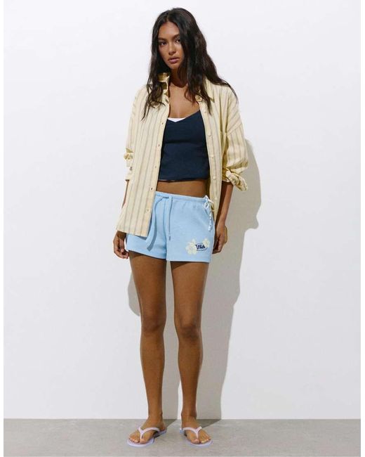 Pull&Bear Blue Floral Textured Shorts