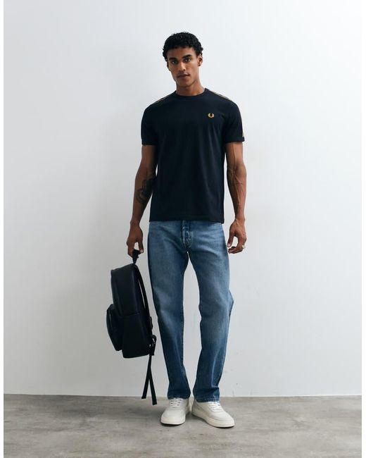 Fred Perry Blue Contrast Tape Ringer T-Shirt for men