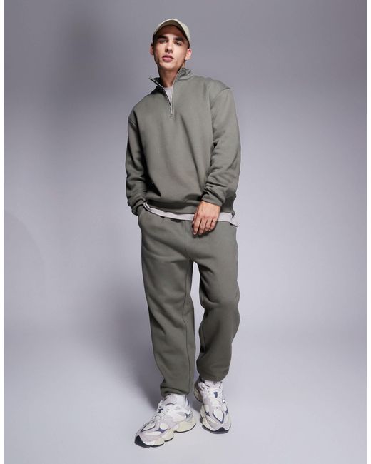 ASOS Premium Heavyweight Tapered Joggers 400Gsm in Gray for Men Lyst