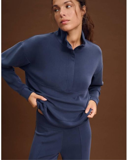 Stradivarius Blue Soft-Touch Sweatshirt With Zip