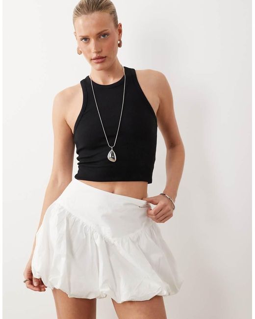 Gina Tricot White Dropped Waist Bubble Skirt