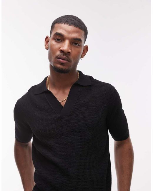 Mango Poloshirt Met Reverskraag in het Black voor heren