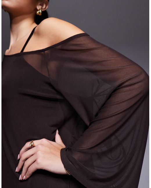 Robe courte avec superposition cape - chocolat ASOS en coloris Brown