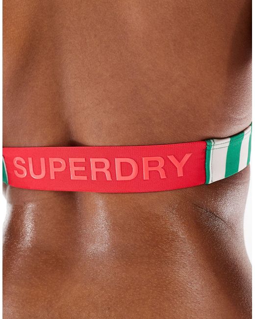 Superdry Green Stripe Triangle Bikini Top