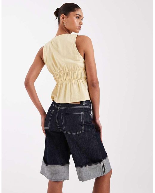 JJXX Blue Tokyo Wide Denim Jorts With Turn-ups