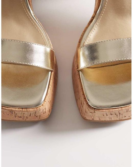 South Beach Metallic Double Buckle Wedge Sandals