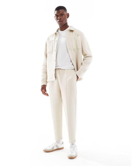 ASOS White Tapered Fit Fixed Hem joggers With Pleats for men