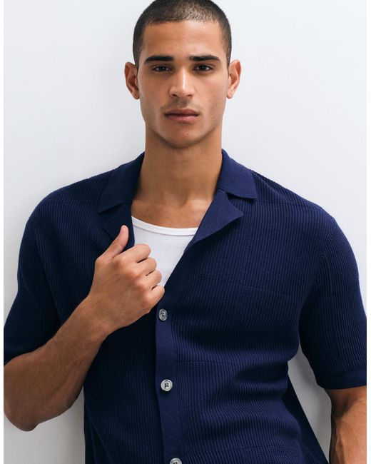 SELECTED Blue Light Knit Button Cardigan for men